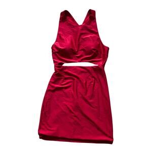 Dear Moon Juniors Size 11 Red dress with front Waist Cut Out and Cross Back